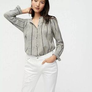 J. Crew NWT Ruffleneck Classic Popover Shirt in Shadow Stripe Size Medium